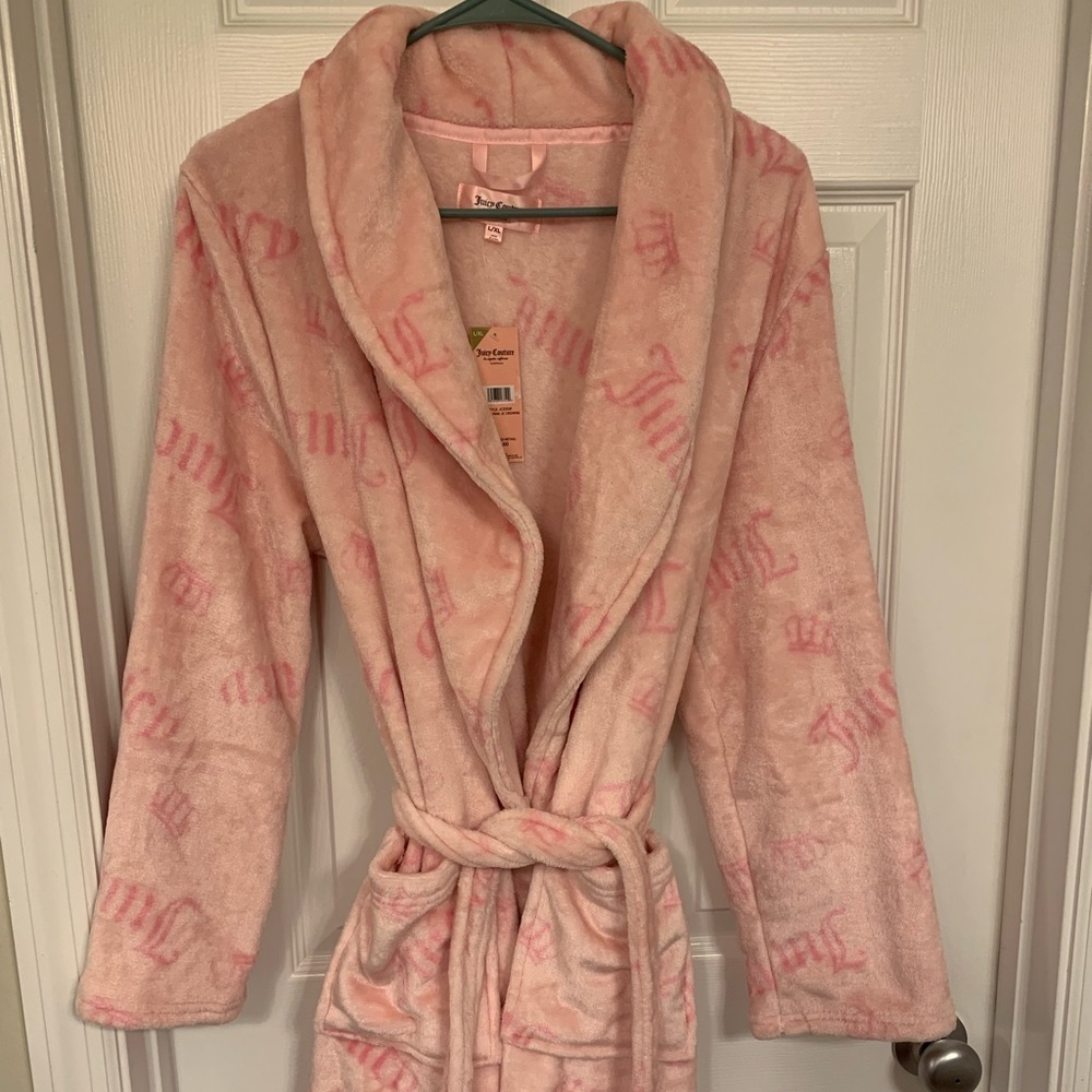 🌸 Juicy Couture Plush Pink Robe L/XL NWT